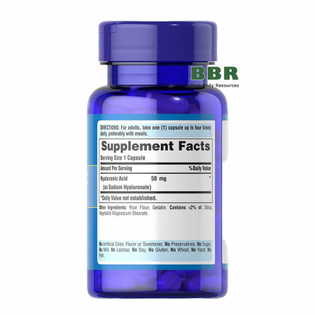 Hyaluronic Acid 50mg 60 Caps, Puritans Pride