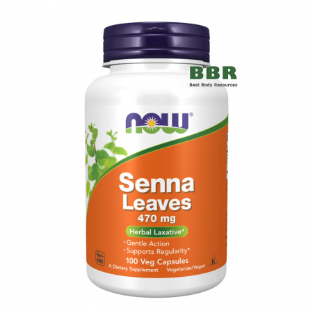 Senna Leaves 470mg 100 Veg Caps, NOW Foods