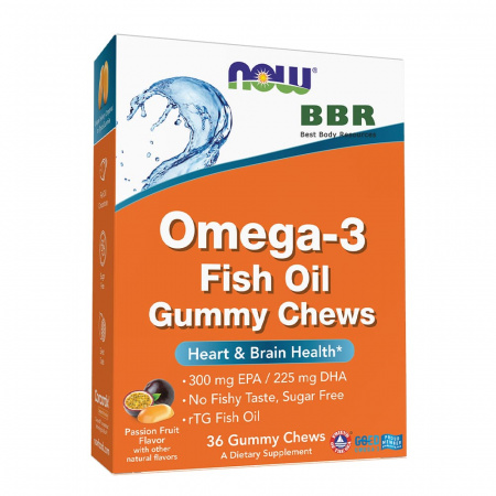 Omega-3 Fish Oil 525mg EPA DHA 36 Gummy Chews, NOW Foods