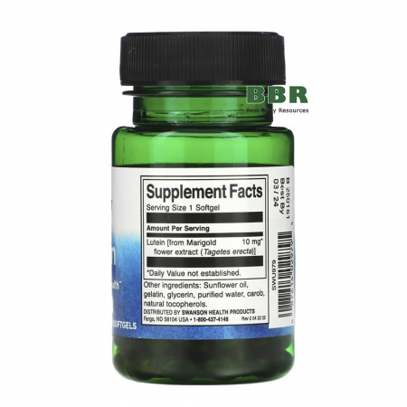 Lutein 10mg 60 Softgels, Swanson