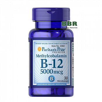 Vitamin B-12 Methylcobalamin 5000mcg 30 Tabs, Puritans Pride