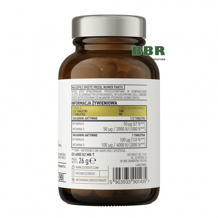 D3 4000iu + K2 MK-7 90 Tabs, OstroVit Pharma