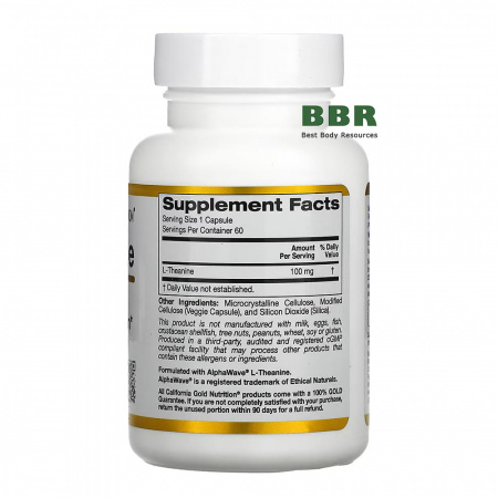 L-Theanine 100mg 60 Veg Caps, California GOLD Nutrition L-Theanine 100mg 60 Veg Caps, California GOLD Nutrition