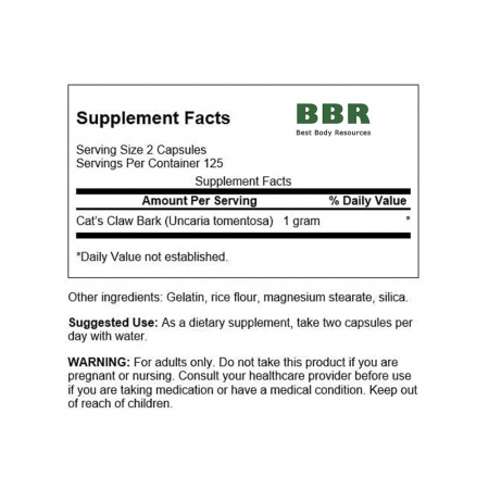 Full Spectrum Cats Claw 500mg 250 Caps, Swanson