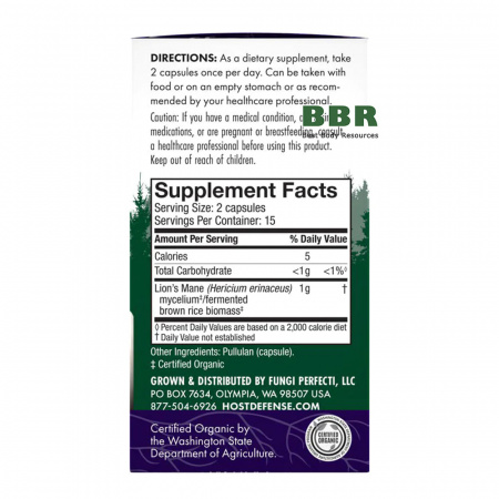 Lion`s Mane Mushrooms 60 Caps, Host Defense