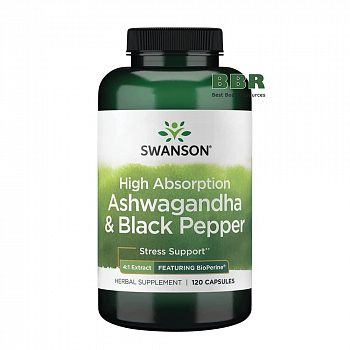 Ashwagandha & Black Pepper Extract 120 Caps, Swanson