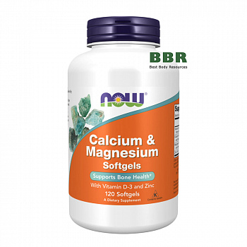Calcium & Magnesium with Vitamin D-3 and Zinc 120 Sofgels, NOW Foods