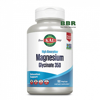 High Absorption Magnesium Glycinate 350 160 Veg Caps, KAL