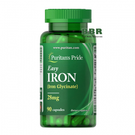 Easy Iron Glycinate 28mg 90 Caps, Puritans Pride