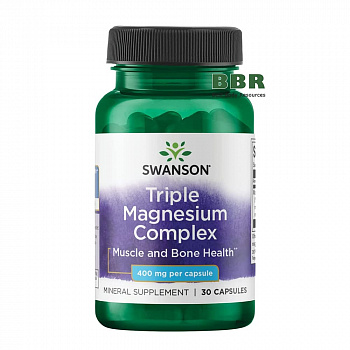 Triple Magnesium Complex 400mg 30 Caps, Swanson