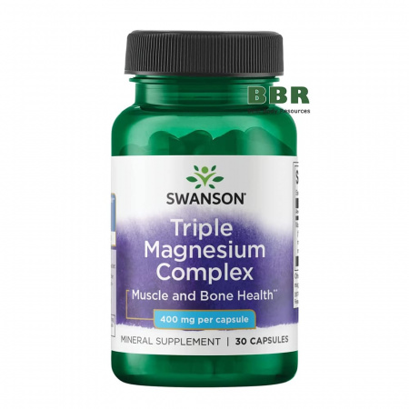 Triple Magnesium Complex 400mg 30 Caps, Swanson