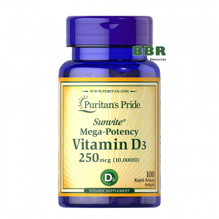 Vitamin D3 10000iu 100 Softgels, Puritans Pride