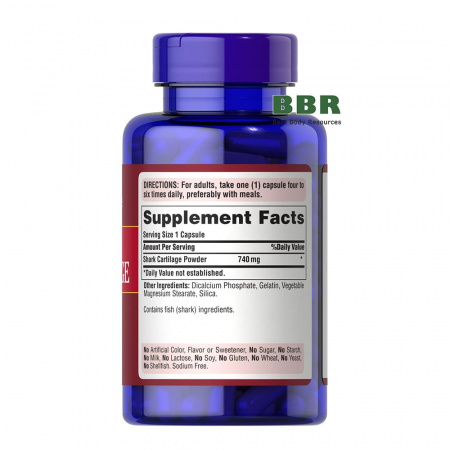 Shark Cartilage 740mg 100 Caps, Puritans Pride
