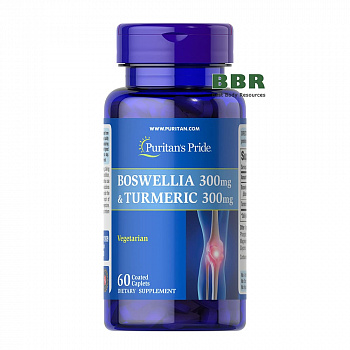 Boswellia 300mg and Turmeric 300mg 60 Tabs, Puritans Pride