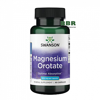 Magnesium Orotate 654mg 60 Caps, Swanson