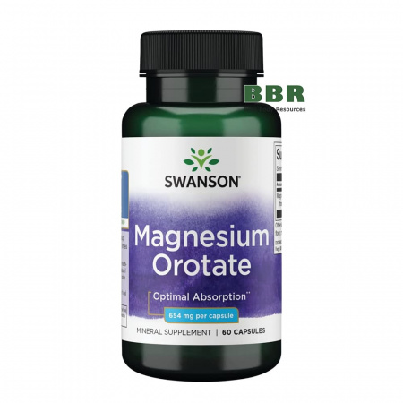Magnesium Orotate 654mg 60 Caps, Swanson