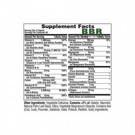 Hair, Skin & Nails Formula Type 1 and 3 Collagen 120 Tabs, Puritans Pride