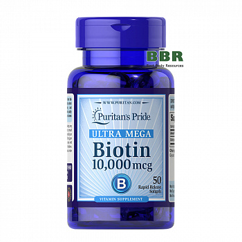 Biotin 10000mcg 50 Softgels, Puritan`s Pride