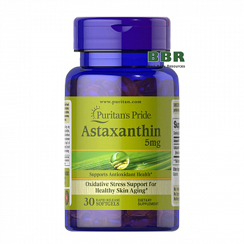 Natural Astaxanthin 5mg 30 Softgels, Puritans Pride