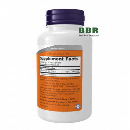 L-Proline 500mg 120 Caps, NOW Foods
