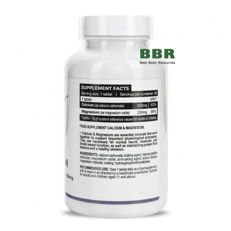 Calcium 500mg Magnesium 250mg 90 Tabs, Progress Nutrition
