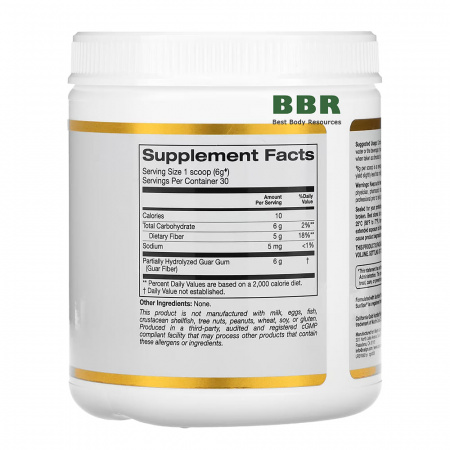 Prebiotic Fiber 180g, California GOLD Nutrition