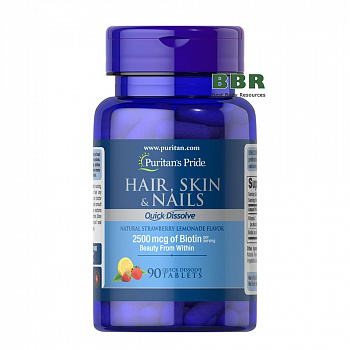 Hair, Skin & Nails Quick Dissolve 90 Tabs, Puritans Pride