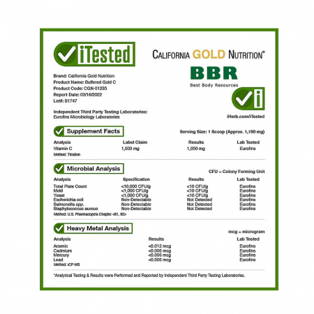 Buffered Vitamin C 238g, California GOLD Nutrition