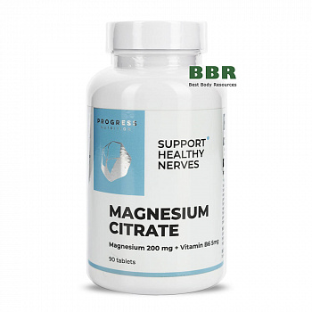 Magnesium Citrate 200mp plus B6 90 Tabs, Progress Nutrition
