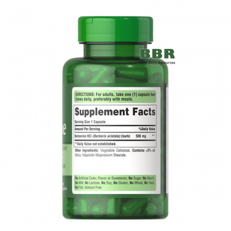 Berberine 500mg 60 Caps, Puritans Pride