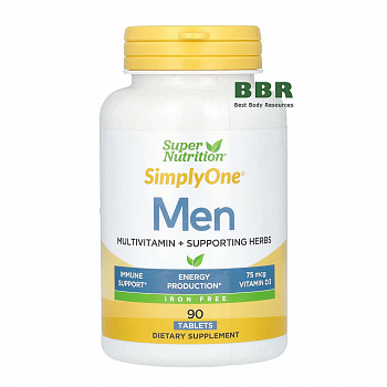 SimplyOne Men Multivitamin Iron Free 90 Tabs, Super Nutrition