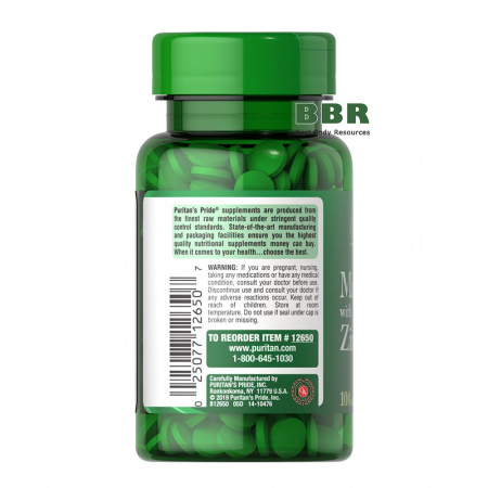 Magnesium with Zinc 100 Tabs, Puritans Pride