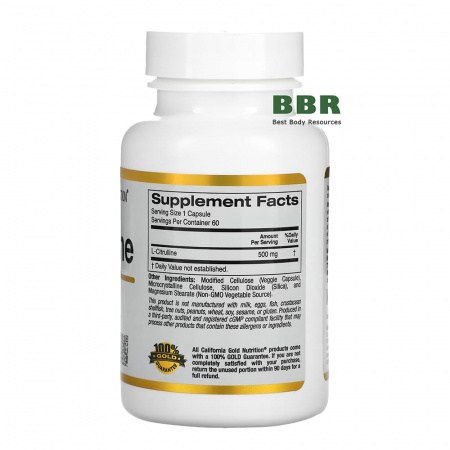 L-Citrulline 500mg 60 Veg Caps, California GOLD Nutrition