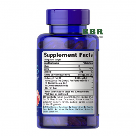 Omega 3 Fish Oil 1000mg plus Bone Support 60 Softgels, Puritans Pride