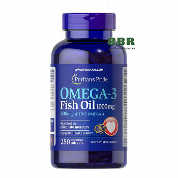 Omega 3 Fish Oil 1000mg 250 Softgels, Puritans Pride
