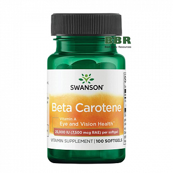 Beta Carotene Vitamin A 25000iu 7500mcg 100 Softgels, Swanson