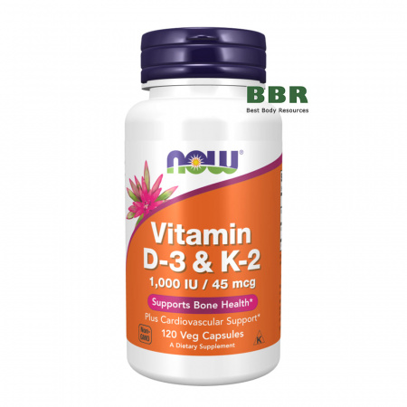 Vitamin D-3 & K-2 120 Veg Caps, NOW Foods