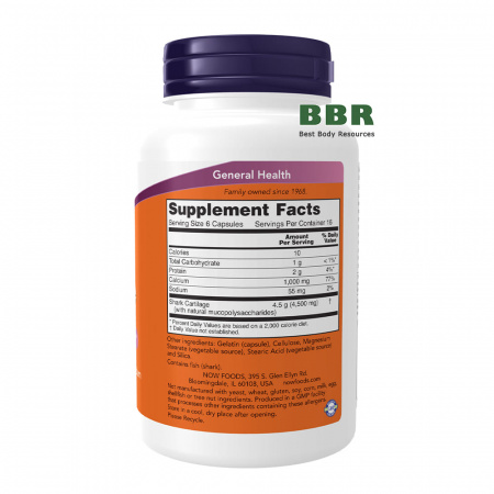 Shark Cartilage 750mg 100 Caps, NOW Foods