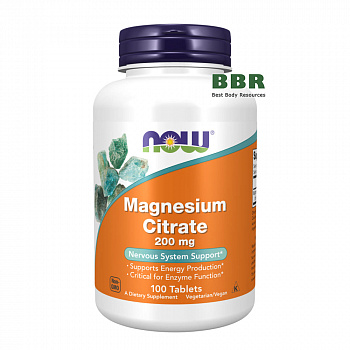 Magnesium Citrate 200mg 100 Tabs, NOW Foods