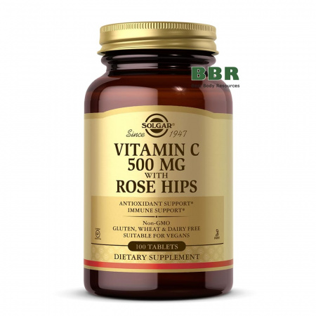 Vitamin C 500mg With Rose Hips 100 Tabs, Solgar