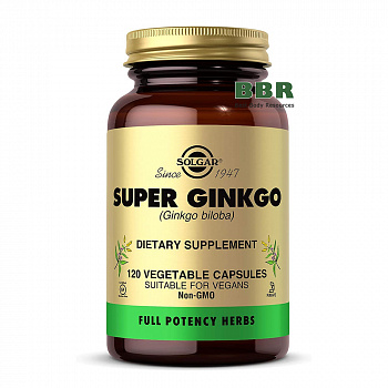 Super Ginkgo Biloba 120 Veg Caps, Solgar