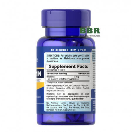 Melatonin 3mg 120 Tabs, Puritans Pride