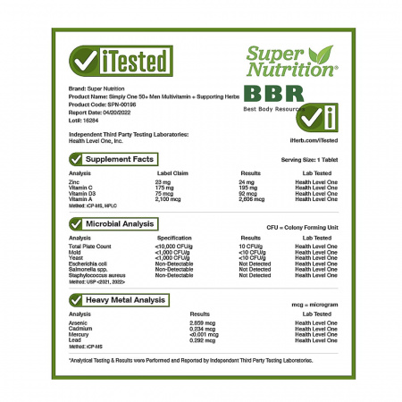 SimplyOne 50+ Men Multivitamin 90 Tabs, Super Nutrition SimplyOne 50+ Men Multivitamin 90 Tabs, Super Nutrition