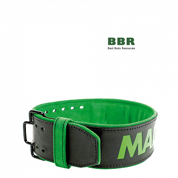 Пояс атлетический MFB-302 Full Leather Black Green, MadMax