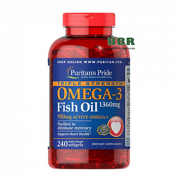 Triple Strength Omega 3 1360mg 240 Softgels, Puritans Pride