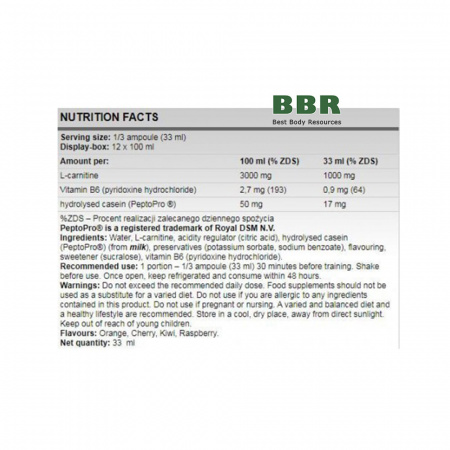 L-Carnitine 3000 100ml, Fitness Authority