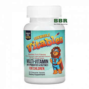 Multi-Vitamin With Probiotics & Enzymes 60 Veg Chewables, Vitables