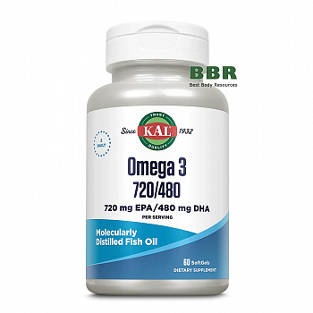 Omega 3 720mg EPA 480mg DHA per Serving 60 Softgels, KAL