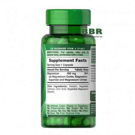 Triple Magnesium Complex 400mg 60 Caps, Puritans Pride