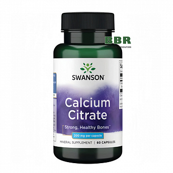 Calcium Citrate 200mg 60 Caps, Swanson